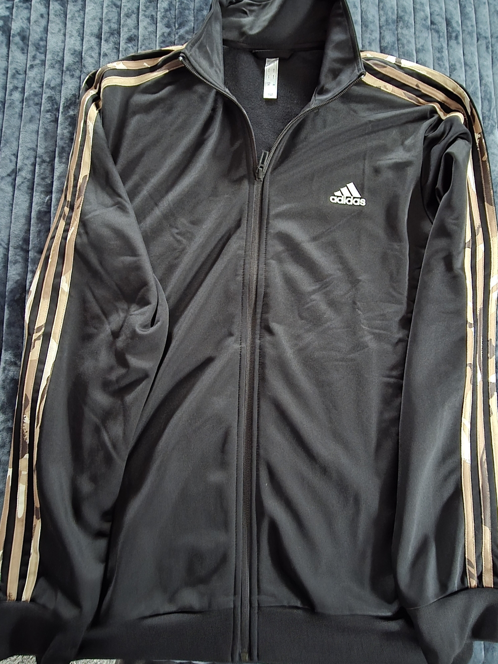 $10 adidas Black Track Jacket with Camo-Striped Sleeves